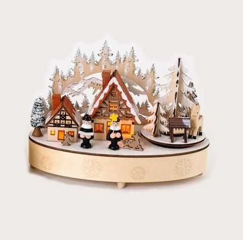 fair isle christmas decor Fair Isle Christmas village, Wooden music box, Christmas decor