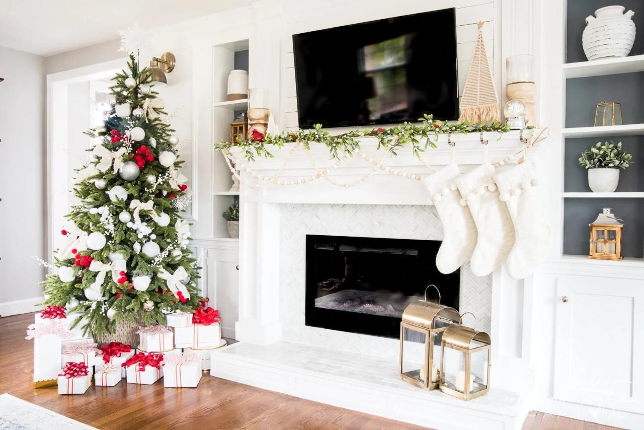 christmas mantel decor with tv Christmas Ideas Decorating a Mantel with A TV Above Jenna Kate at Home