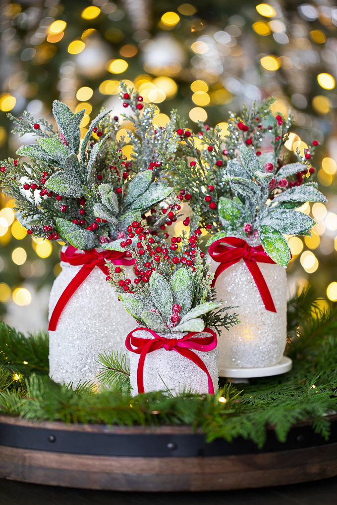 christmas decorating ideas using mason jars Christmas Mason Jar Centerpiece Natal