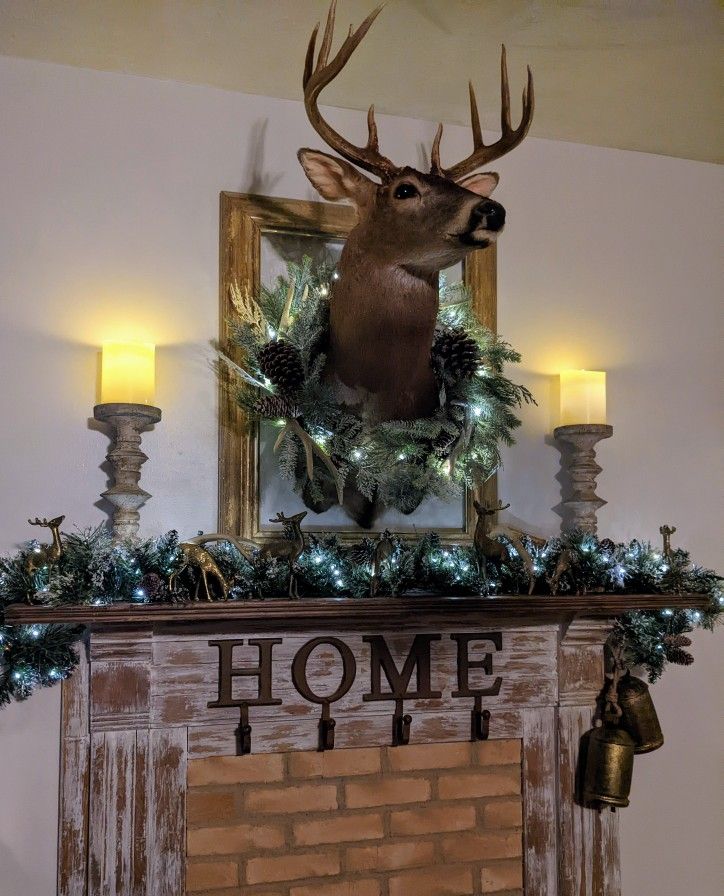 deer mount christmas decor Christmas deer mount Deer mounts, Decorating with antlers, Deer head