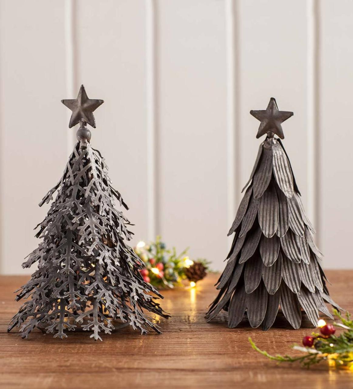 galvanized metal christmas decor Use these Galvanized Metal Holiday Trees to add simple charm to mantel