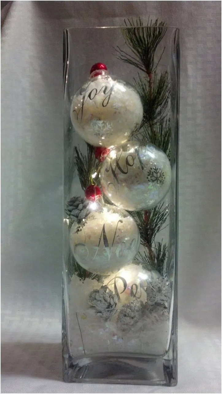 christmas vase decor ideas 35 Creative DIY Christmas That Are Easy to Make Christmas vases