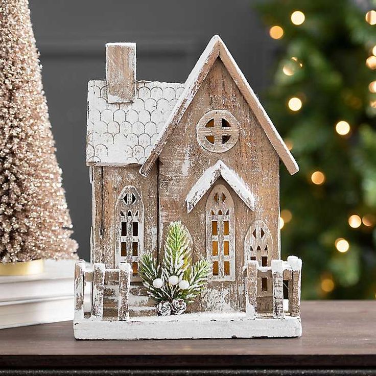 wooden houses christmas decor Wooden Christmas House LED Statue Kirklands Christmas house, Simple