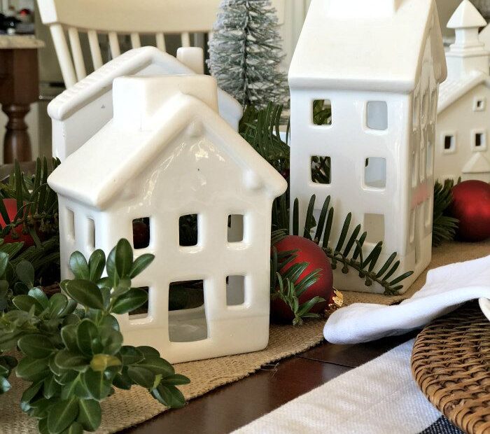 little white houses christmas decor White Ceramic Houses Christmas Decor AHOMEDESIGNING