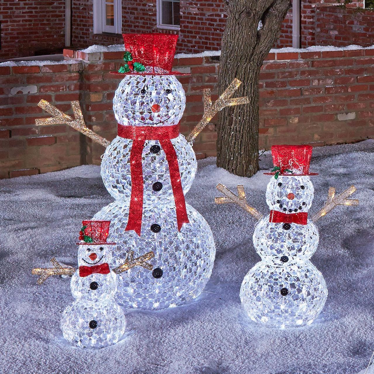 members mark christmas decor Member's Mark Crystal Beaded Twinkling Snowman Family, Set of 3 Sam's