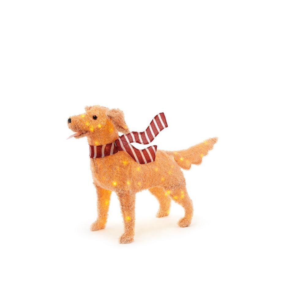 golden retriever christmas decor outdoor home depot Home Accents Holiday 48IN 120L LED FUZZY GOLDEN RETRIEVERTY5741714