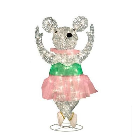 ballerina outdoor christmas decor 38" OUTDOOR LIGHTED 3D NUTCRACKER MOUSE BALLERINA SCULPTURE CHRISTMAS