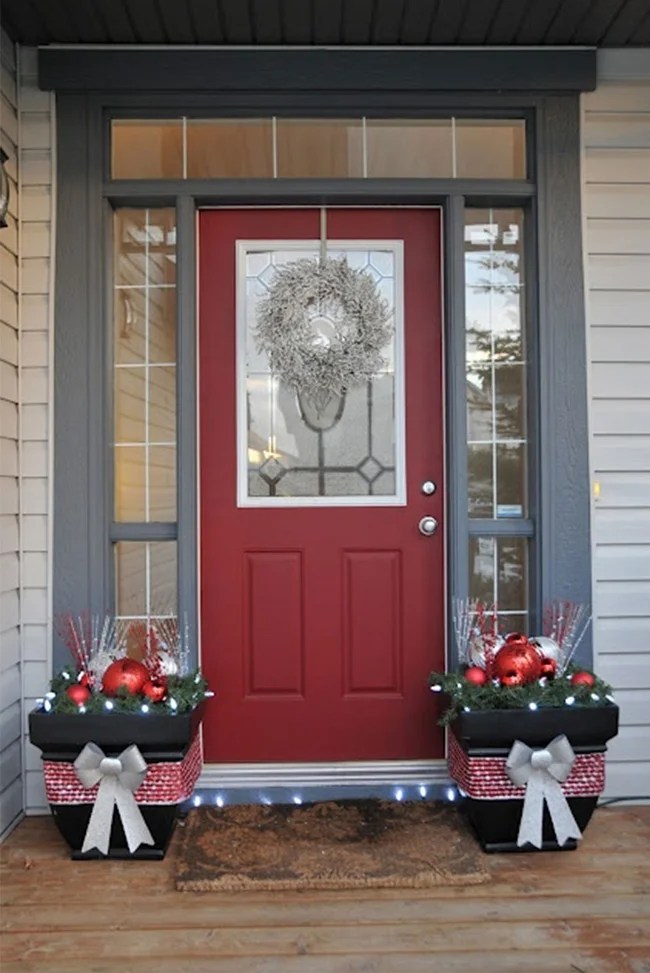 christmas decor around front door 27 Front Door Christmas Decorating Ideas Feed Inspiration