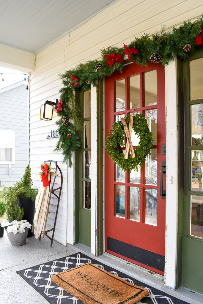 christmas front porch decor ideas Tennessee Christmas Cozy Log Cabin Front Porch Decor — T. MOORE HOME