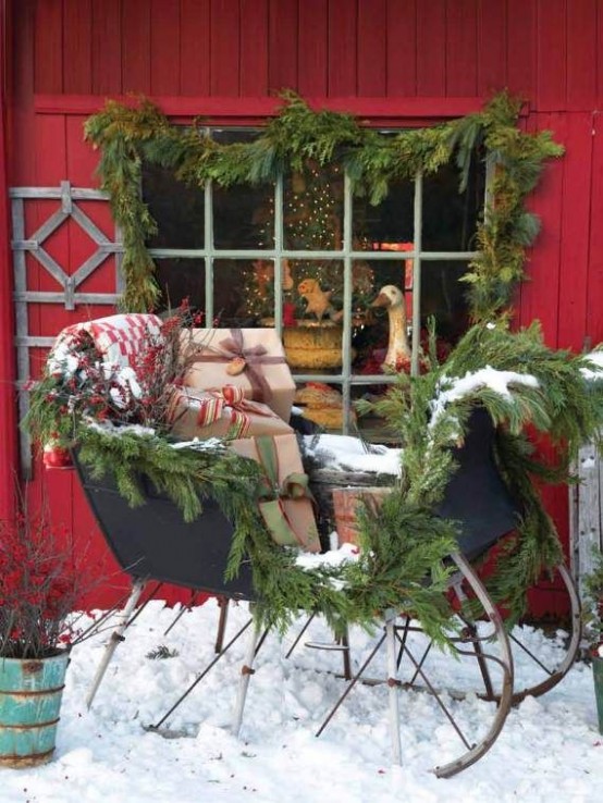 christmas sleigh decor ideas 33 Creative And Fun Sleigh Décor Ideas For Christmas DigsDigs