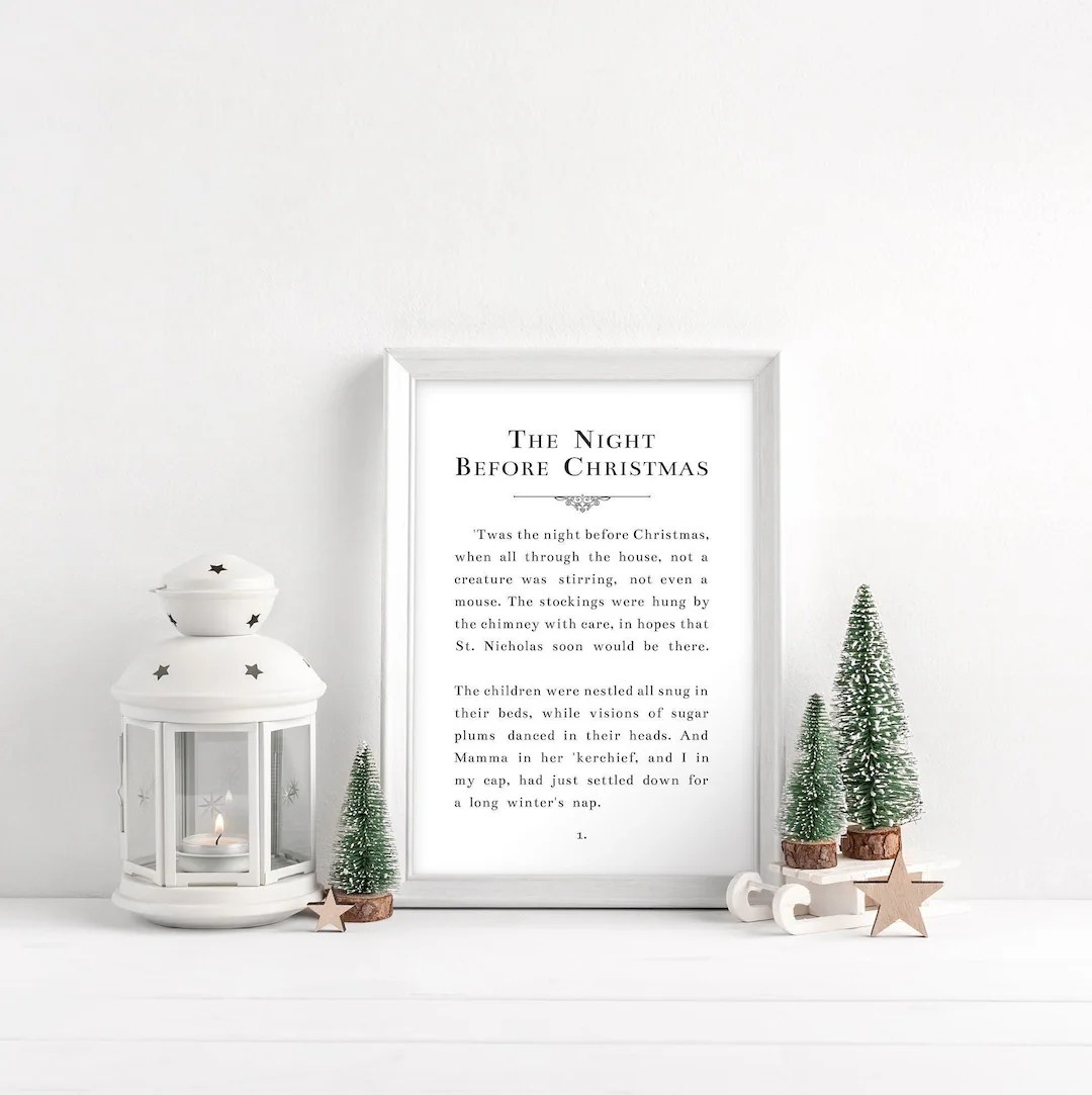 twas the night before christmas wall decor Twas the Night Before Christmas Print Christmas Wall Art Quote Wall Art