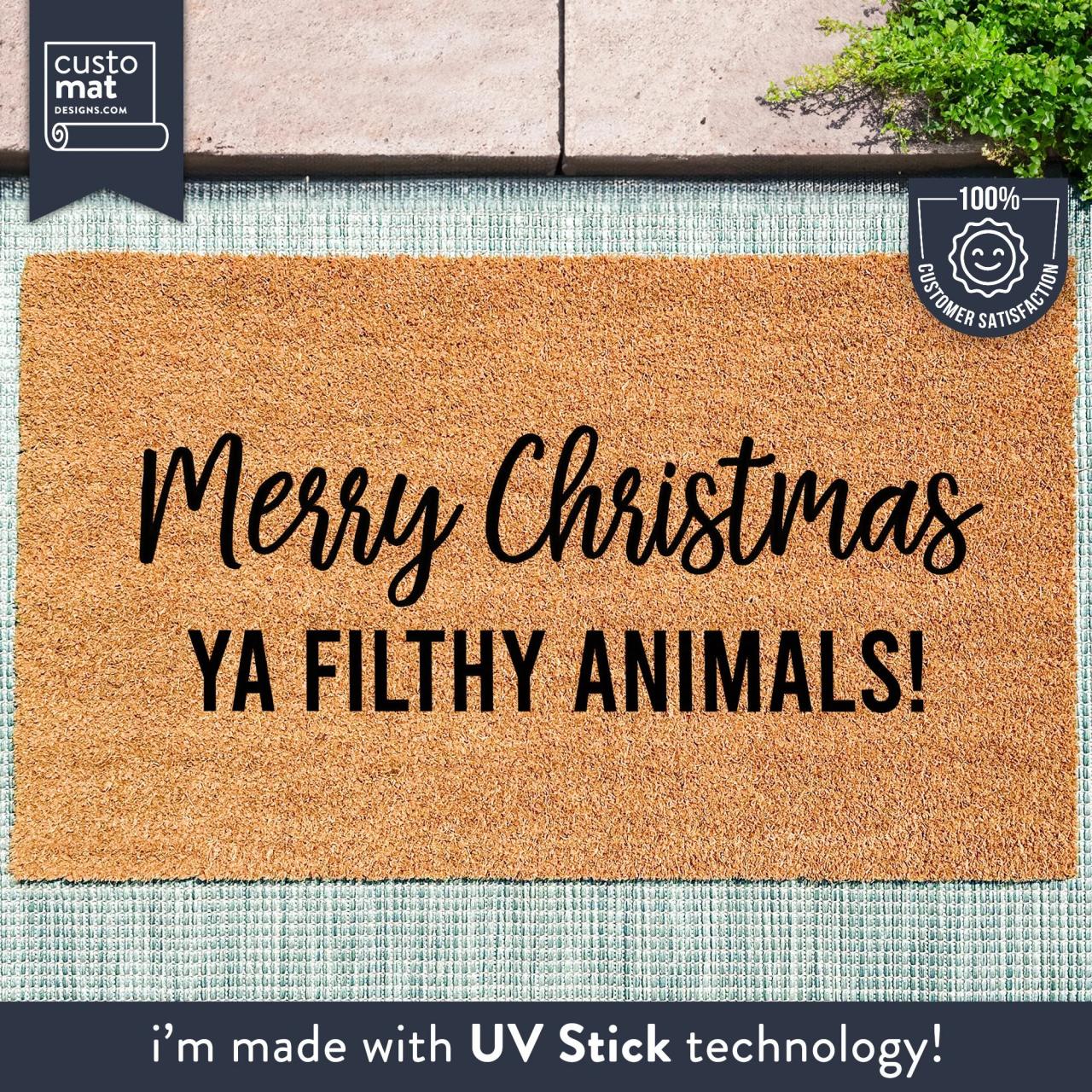 merry christmas ya filthy animal decor Merry Christmas Ya Filthy Animals Christmas Doormat Holiday Decor