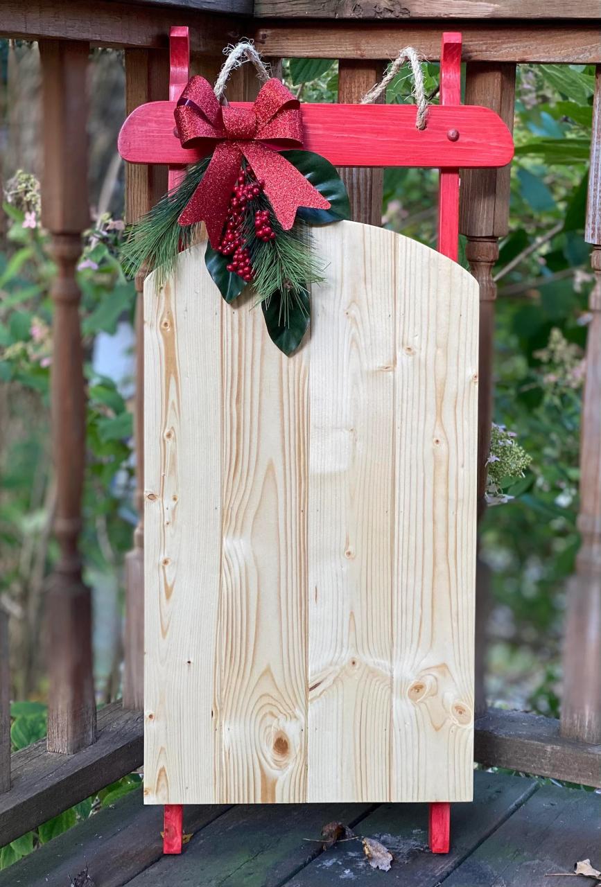 wooden sled christmas decor Wooden Christmas Sled Decoration Etsy