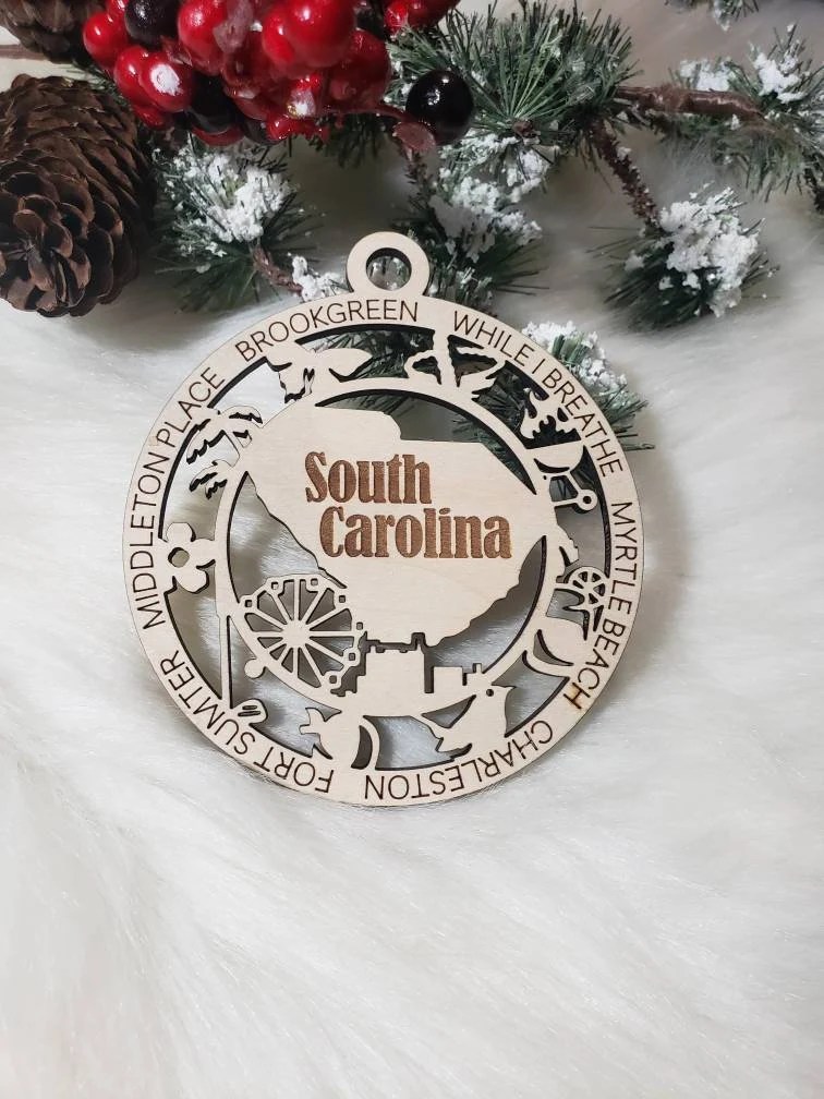 christmas decor of south carolina South Carolina Christmas Ornament South Carolina Ornament Etsy