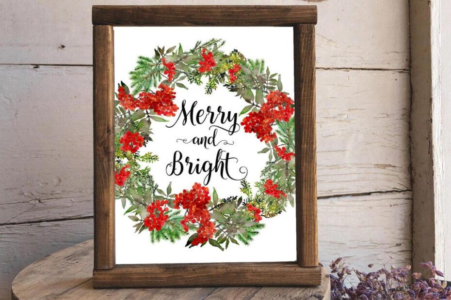 merry & bright christmas decor Merry and Bright Printable Christmas Decor Holiday Wall Art Etsy