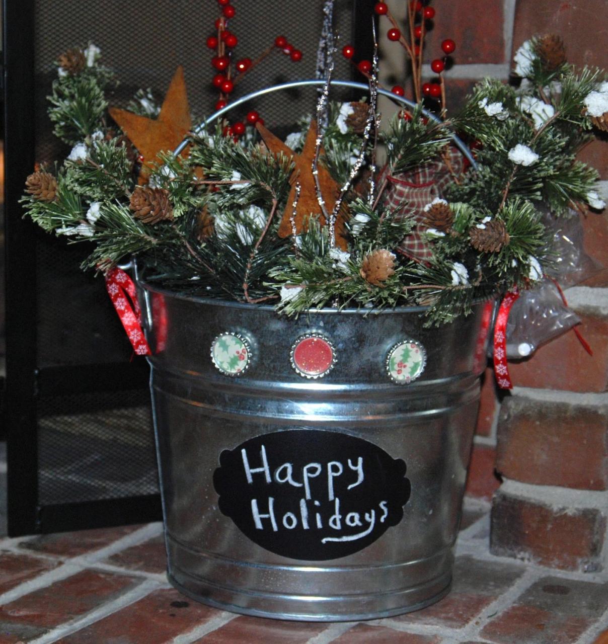 galvanized bucket christmas decor Items similar to Holiday/Christmas Galvanized Bucket with Chalkboard