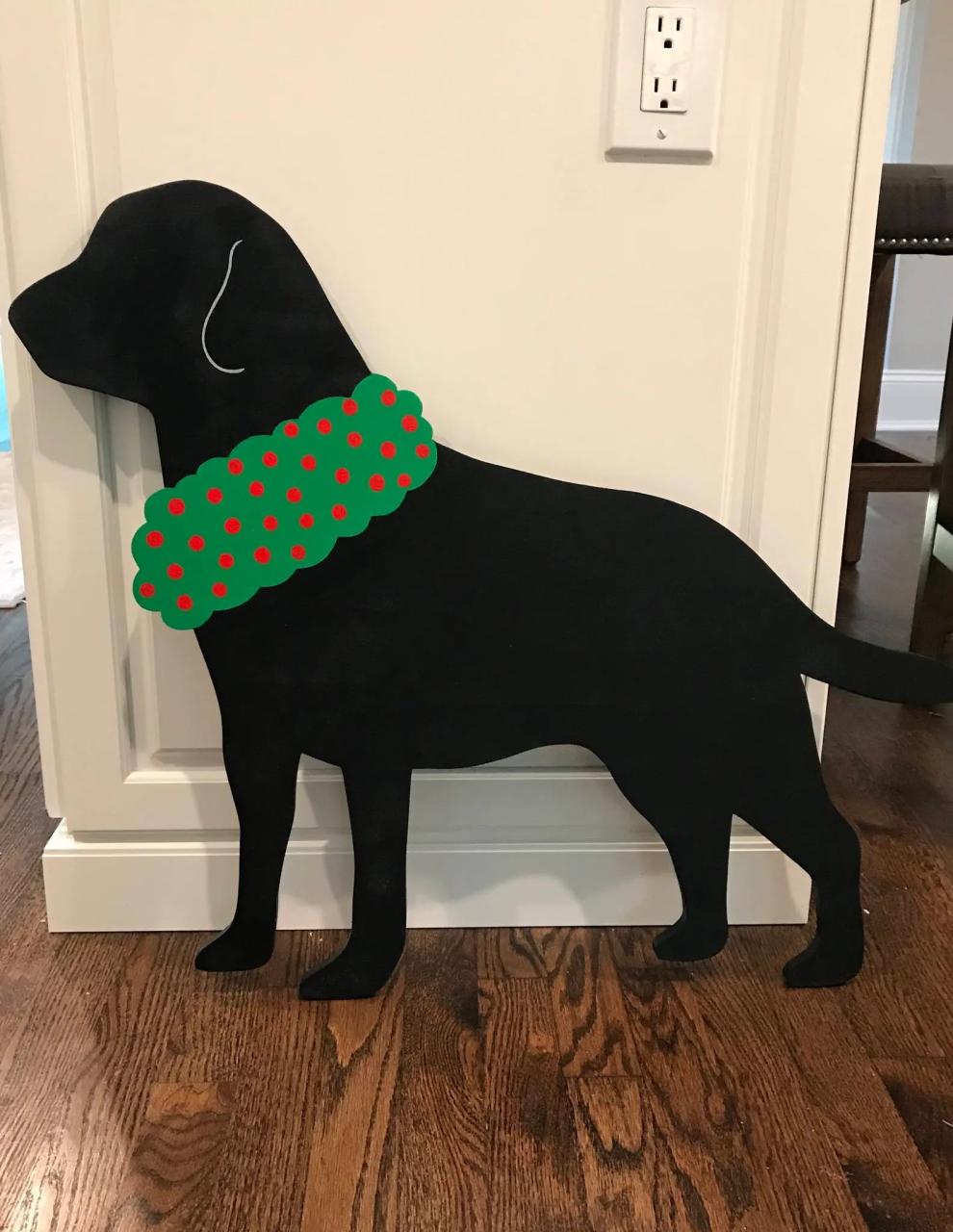 black lab christmas decor outdoor Christmas Labrador With Wreath Outdoor Wood Decoration Etsy