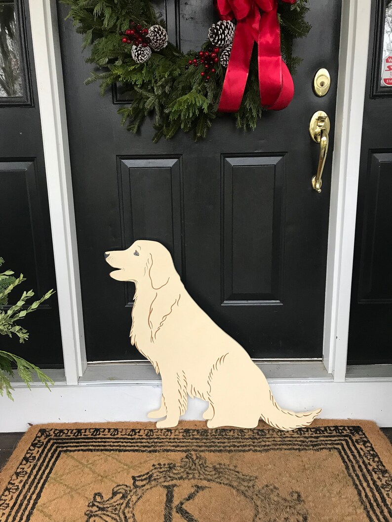 golden retriever outdoor christmas decor Golden Retriever Dog Christmas Outdoor Wood Lawn Decoration Etsy