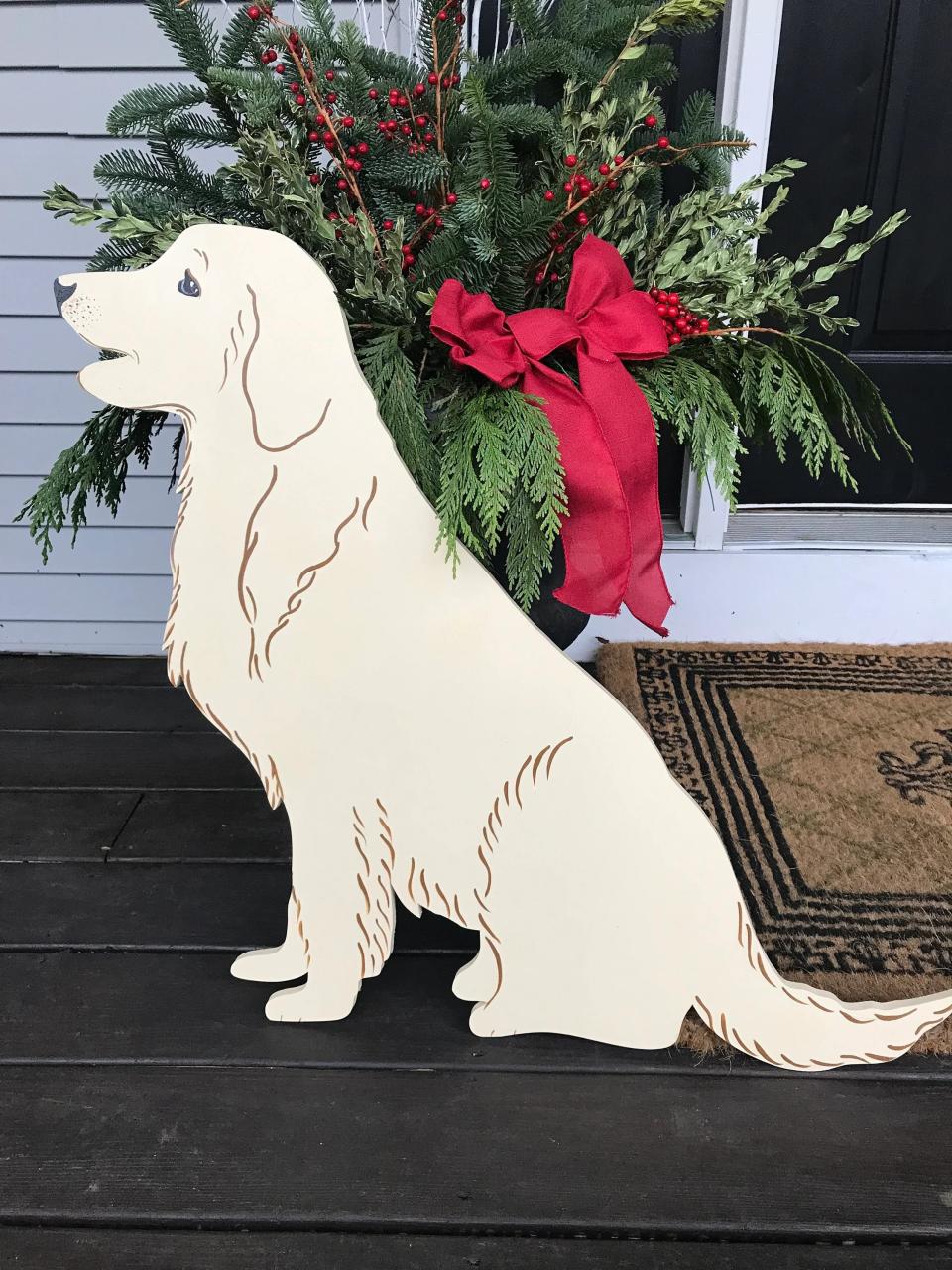 golden retriever outdoor christmas decor Golden Retriever Dog Christmas Outdoor Wood Lawn Decoration Etsy