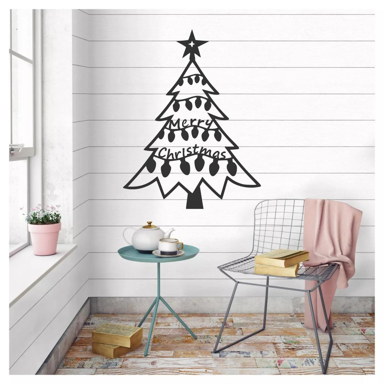 metal christmas wall decor Metal Christmas Tree Wall Art Xmas Holiday Etsy