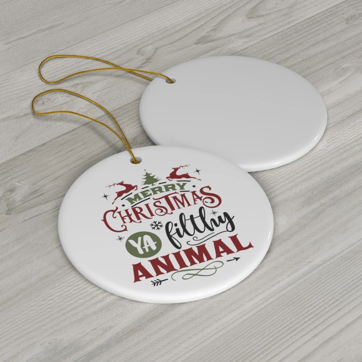 merry christmas ya filthy animal decor Merry Christmas Ya Filthy Animal Ceramic Ornament Tree Etsy