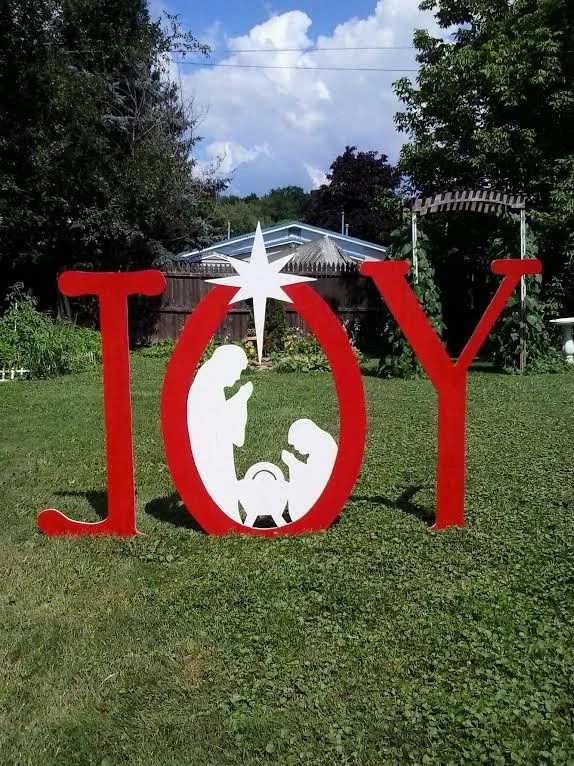 christmas joy sign outdoor decor Christmas Joy Outdoor Nativity Sign Outdoor Wood Yard Art Lawn Etsy