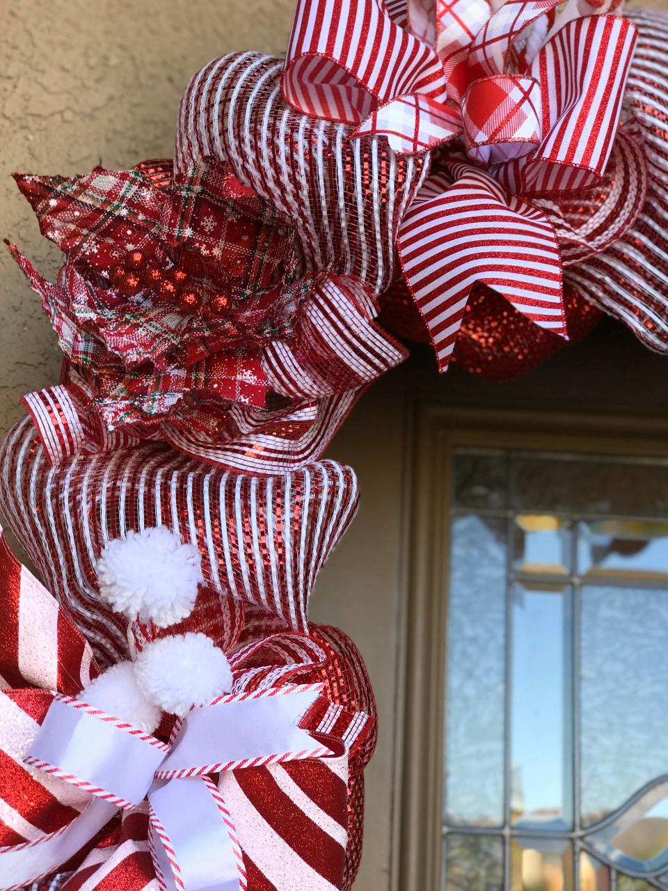 christmas decorations outdoor garland Outdoor Christmas Garland with Lights, Red and White Christmas Door