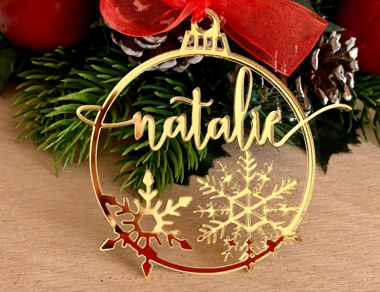 christmas decoration ideas name Personalized Christmas Tree Ornament Custom Calligraphy Name Holiday