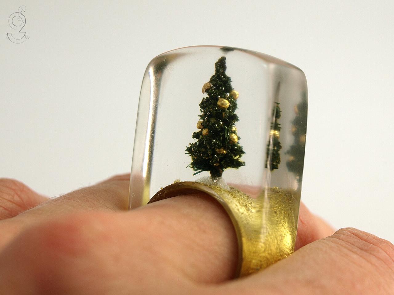 christmas decoration ring ideas Merry Christmas Sparkling Ring With a Decorated Christmas Etsy