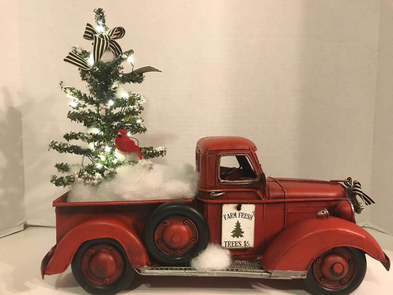 metal christmas truck decor Red metal truck red metal truck Christmas decoration Etsy