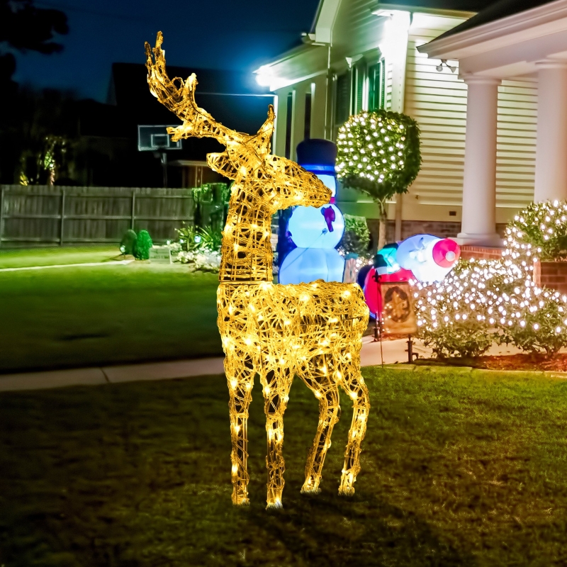 christmas deer decor outdoor home depot Outsunny Lighted Reindeer Christmas Decoration, Outdoor Light Up Deer