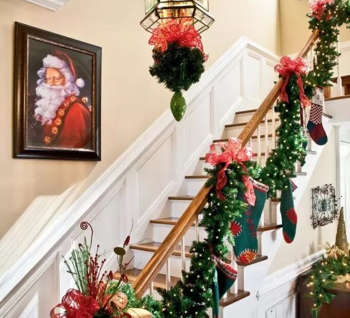 christmas decorations for outdoor stairs 20 Brilliant Christmas Staircase Decorations That Will Make Your