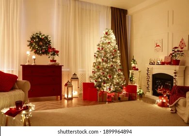 xmas decoration ideas for living room 47,783 Living Room With Fireplace Christmas Decorations Images, Stock