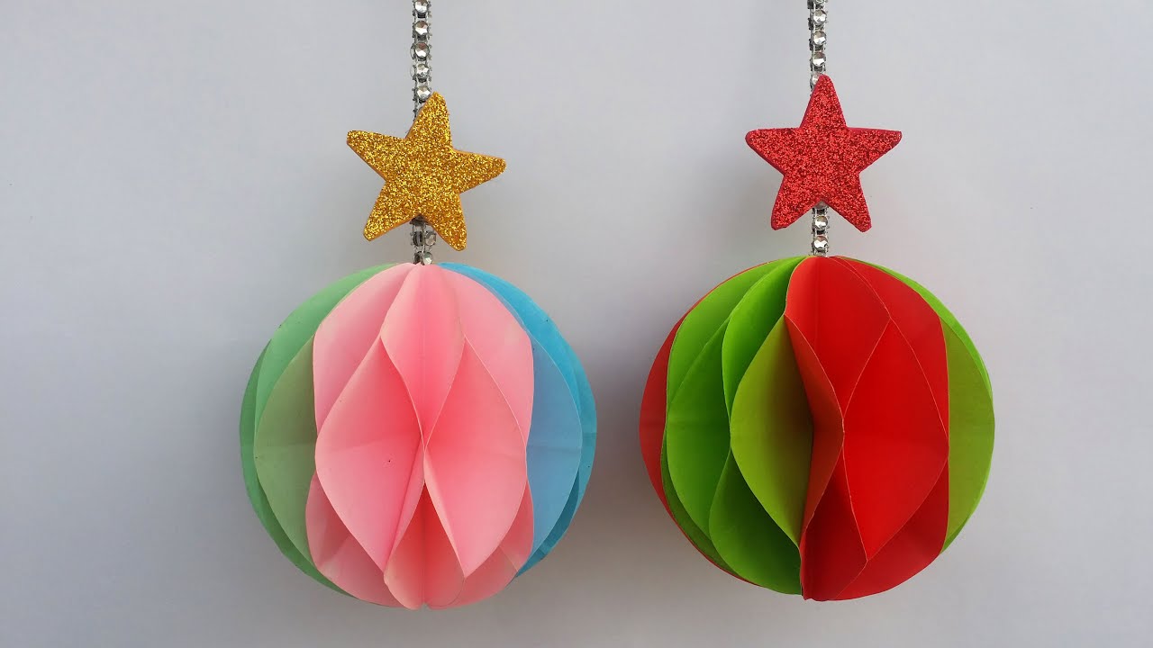 diy christmas balls decor DIY Paper Ball!! How to Make Christmas Decoration Ball