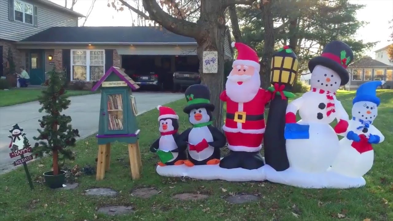 christmas decorations outdoor inflatable decorations How to Set Up a Christmas Inflatable Yard Decoration YouTube