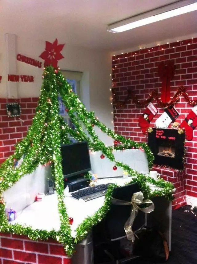 front desk christmas decor Inspiring Christmas Office Decoration Ideas To Try At Work World