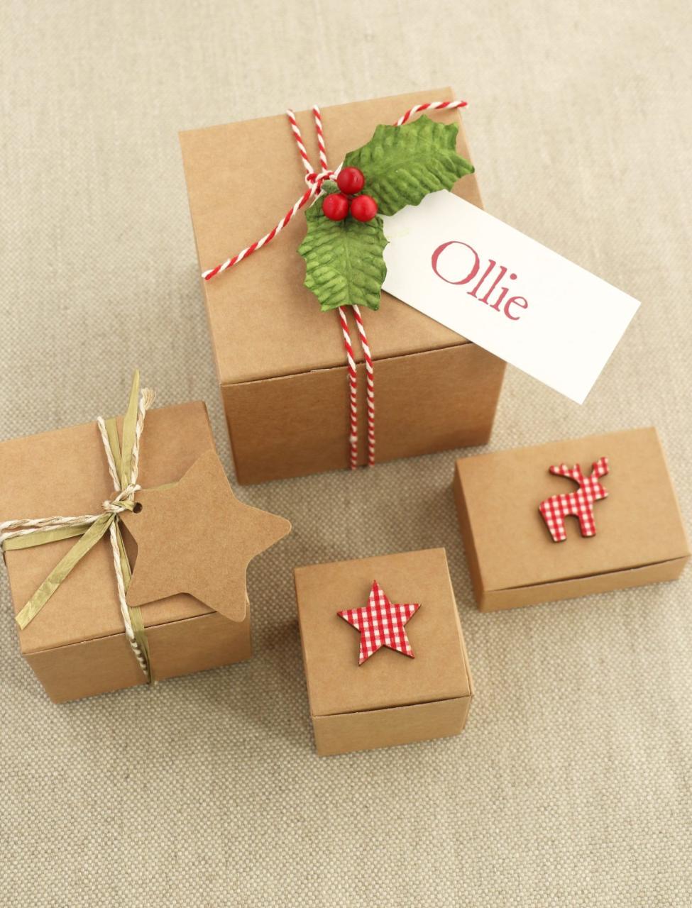 christmas decoration ideas boxes Christmas Gift Box DIY Kraft Box for Small Gifts from Paper Tree