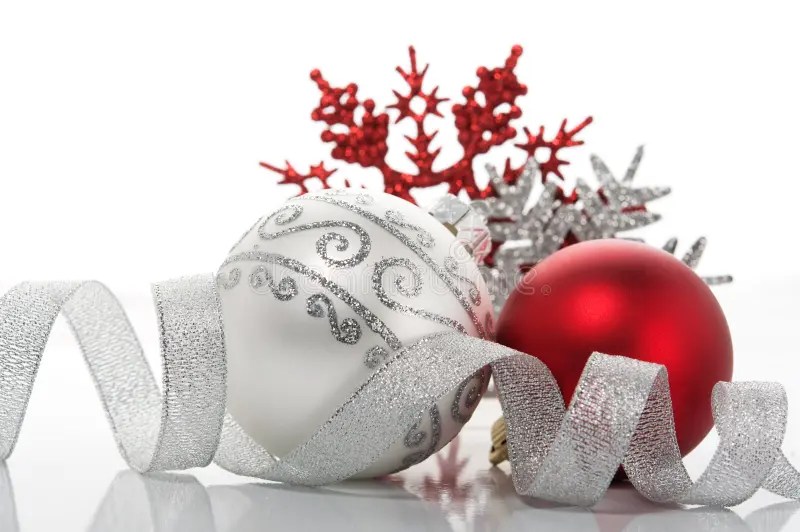 christmas decor silver and red Red and Silver Xmas Decoration Stock Photo Image of isolated