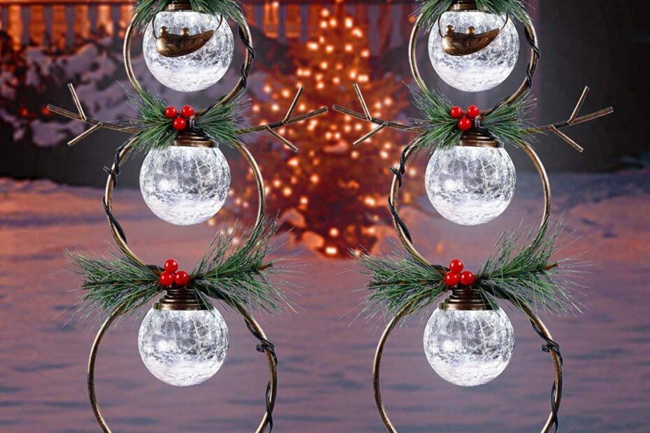 solar powered christmas decor GUOOU Solar Christmas Yard Decorations, Outdoor LED Solar Powered Glass